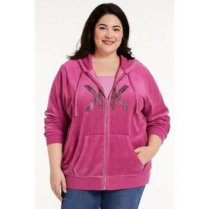 Kardashian Kurves hoodie KK Pink Embellished Zip up 20W